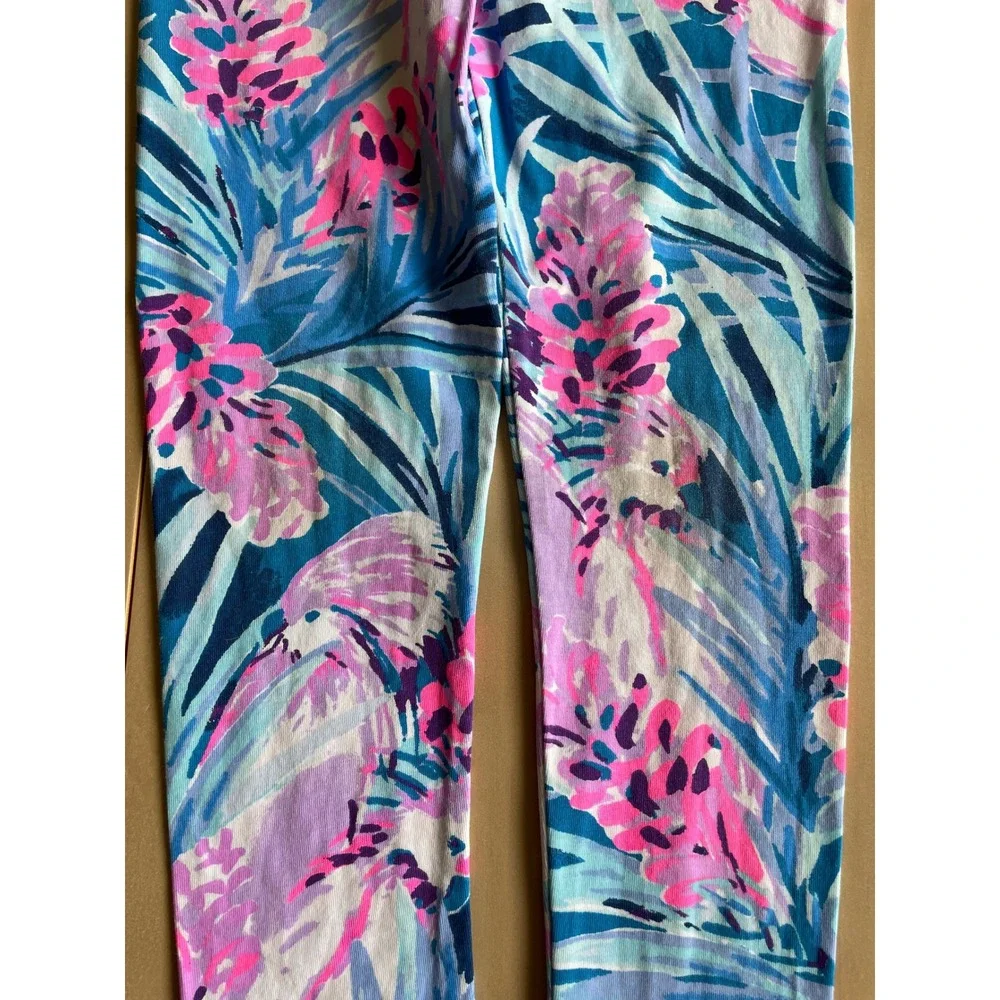 Lilly Pulitzer Cotton Leggings Girls Kids Sz LG (8/10) Mr. Peacock Tweetheart